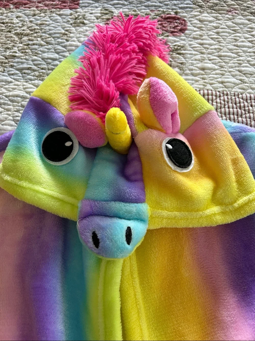 Kids Rainbow Hooded Fleece Robe - Multicolor Cozy Tie-Waist